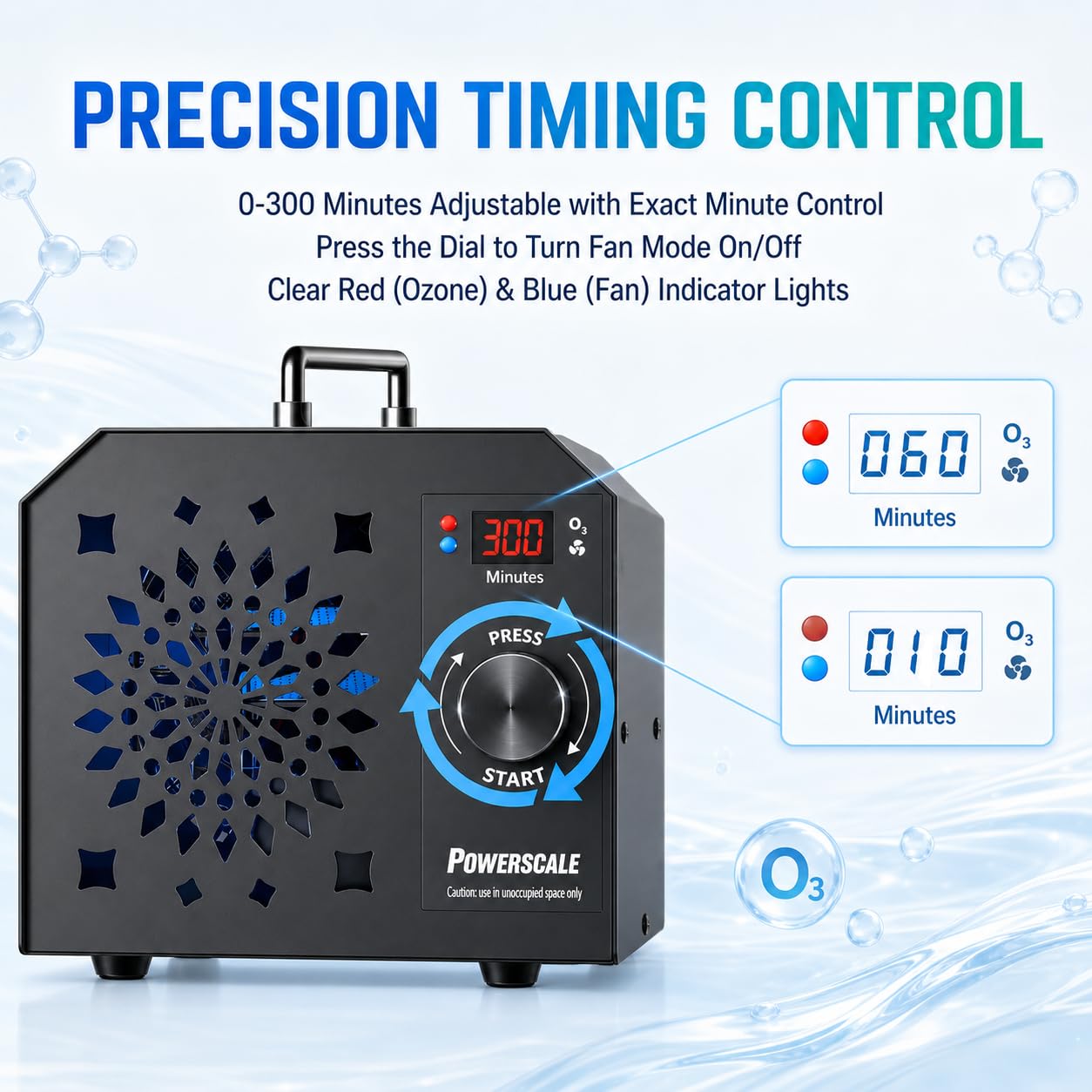 Powerscale OZB2 Commercial Ozone Generator 150,000mg/h for Airbnb Turnovers, Cleaning Business & Large Spaces — Industrial Ozone Machine Odor Removal, Air Purifier for Homes, Offices, Black