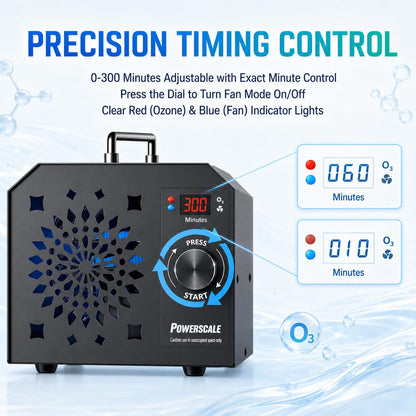Powerscale OZB2 Commercial Ozone Generator 150,000mg/h for Airbnb Turnovers, Cleaning Business & Large Spaces — Industrial Ozone Machine Odor Removal, Air Purifier for Homes, Offices, Black