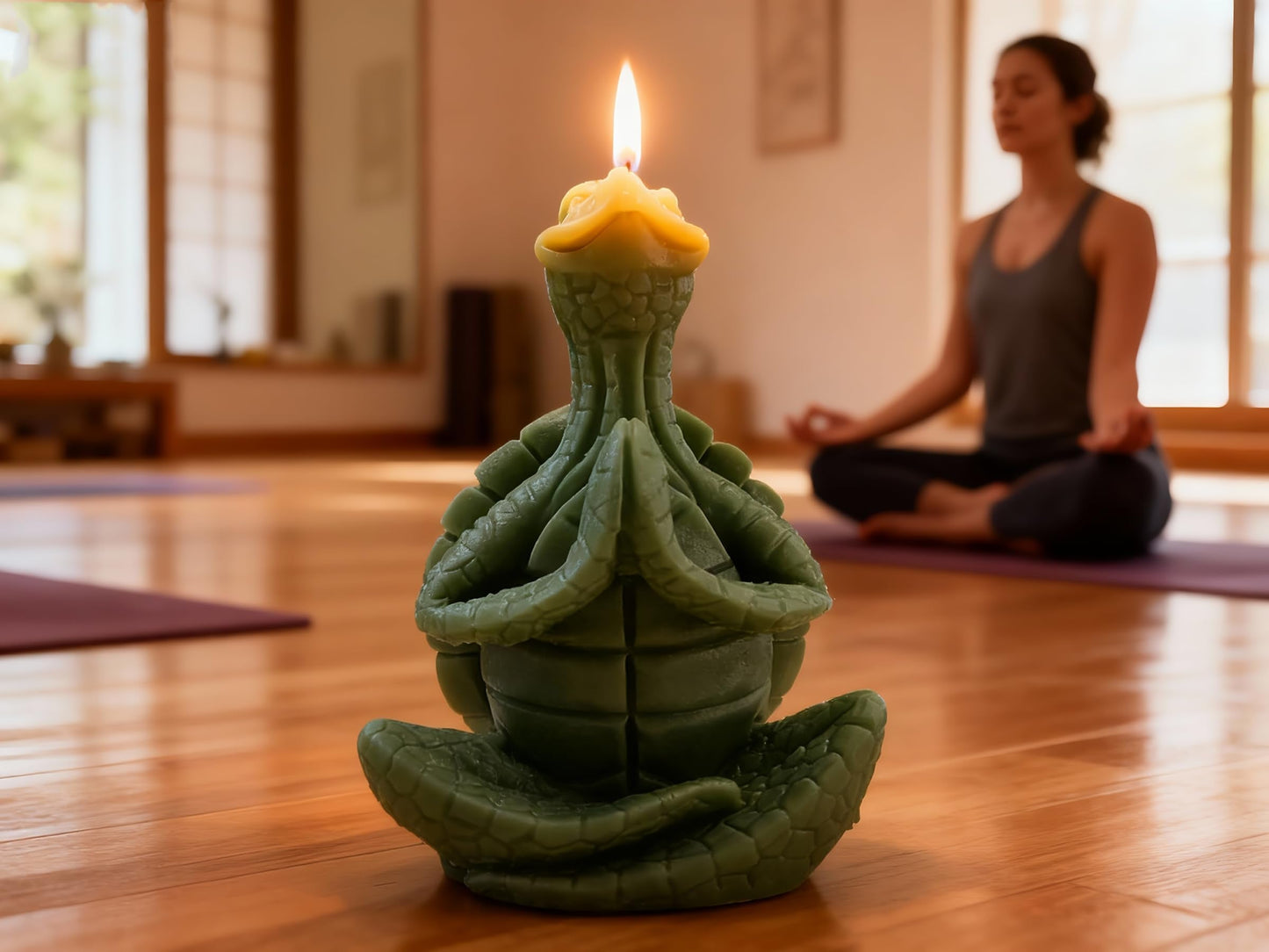 Turtle Yoga Pose Shaped Scented Candle,50G Aroma Soy Wax Decorative Art Candle for Table Photo Prop Birthday,Prefect Gift for Meditation Stress Relief Mood Boosting (Green)
