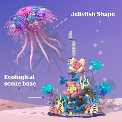 Enchanted Jellyfish Building Kit with Halloween &amp Christmas Festive Vibes 526 Pcs Underwater Creature Building Blocks Set (presale)