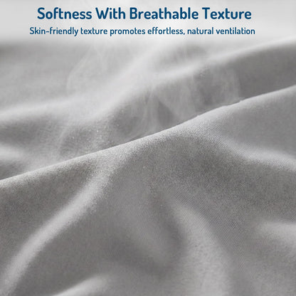 Degrees of Comfort Coolmax® Cooling Bed Sheets California King Size for Hot Sleepers, Moisture Wicking Sheet Set for Night Sweats, Deep Pocket, Ultra Soft, Cozy for All Seasons, Light Grey 4 Pieces