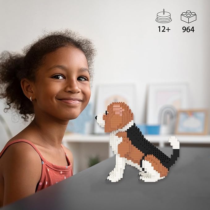 Larcele Micro Building Blocks Set DIY Mini Building Toy Bricks for Age Over 12 Years 964 Pieces KLJM-02 (Beagle)