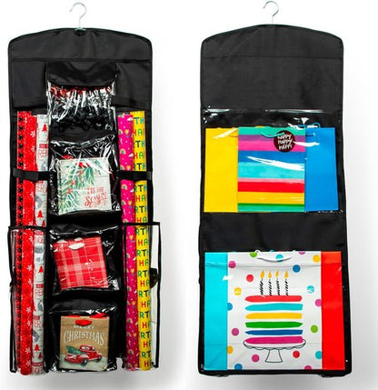 Joyful Moose Gift Bag Organizer - Christmas Wrapping Paper Storage Container | Black