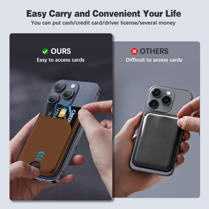 Mag-Safe Wallet Magnetic Wallet for Phone Lightweight Magnetic Phone Pouch Stand Adjustable Leather Mag-Safe Card Holder for iPhone 17/16/15/14/13/12 Series, Not for iPhone 13/12 Mini (Black)