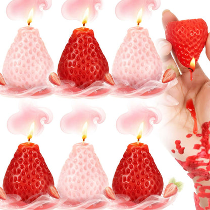 Tisancy 6 Pcs Low Temperature Candles, Strawberry Scented Valentine's Day Gifts Candles Body Safe Wax Low Heat Dripping Play for Valentine's Day Anniversaries, Home Decor(Red, Pink)