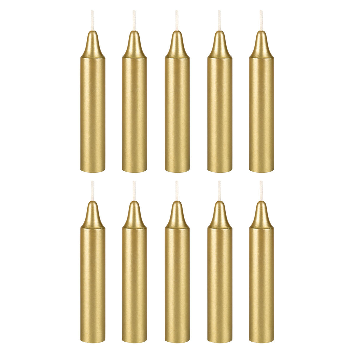 Mega Candles 10 pcs Unscented Gold Exquisite Mini Taper Spell Candles, 4 Inch Tall x 3/4 Inch Diameter, Supreme Chimes, Enchantment, Casting Rituals, Witchcraft, Wiccan, Altar, Magic, Metaphysical
