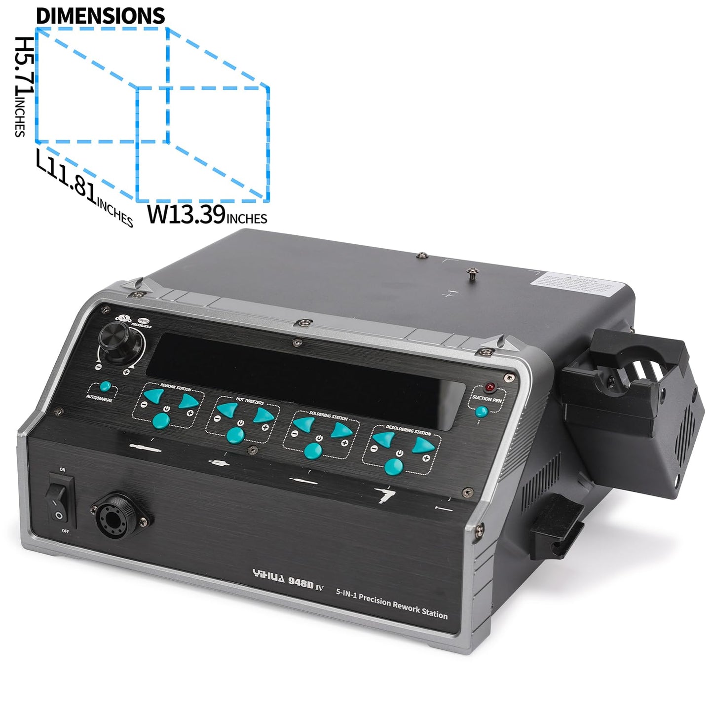 YIHUA 948D IV 5-IN-1 Micro Soldering 1000W Hot Air Rework Desoldering Station with C245 Microsoldering Iron, Hot Tweezers Iron, Desoldering Tool, Suction Pen for BGA SMD Reflow Under the Microscope