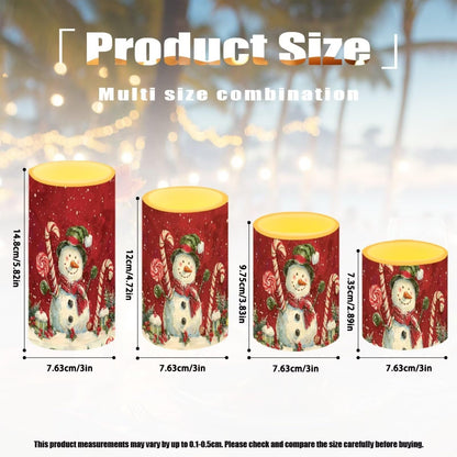 NETILGEN Flameless LED Battery Candles with 18-Key Timer Remote Control Colorful Lights Candles Set of 4 Christmas Cartoon Snowman Print