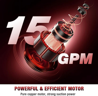 Fuel Transfer Pump Diesel Pump 12V DC 15 GPM with Automatic Nozzle, Heavy Duty Cast Iron Pump for Gasoline, Diesel, Kerosene, Biodiesel
