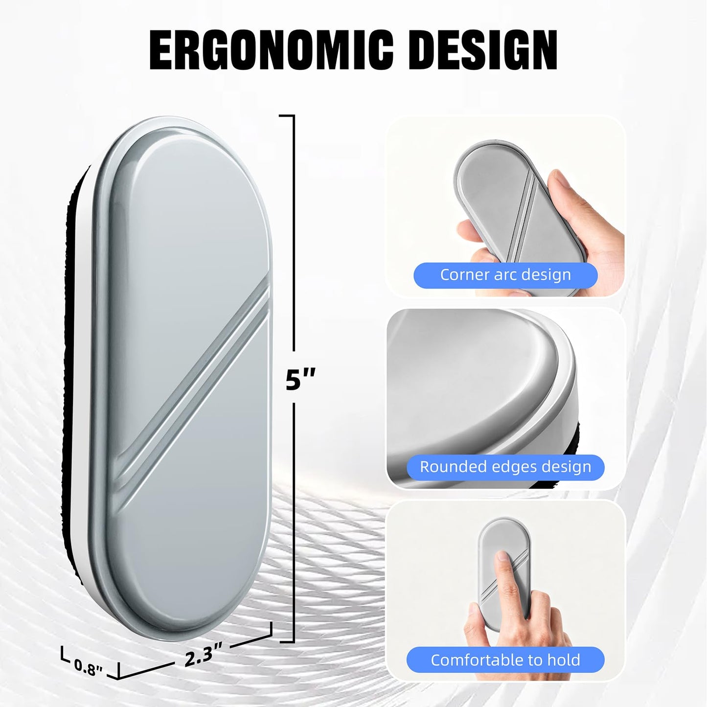 FUNISKETCH Dry Erase Eraser, Detachable Magnetic White Board Erasers - 2 Pack,Glass Board Glass Whiteboard Eraser for Office and School Supplies (Gray)