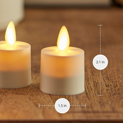 Luminara Flameless Tealights Rechargeable LED Set of 2 1.5" x 2.1", Battery Operated Moving Flame w/USB Charging Base, Indoor Safe Decorative Lights