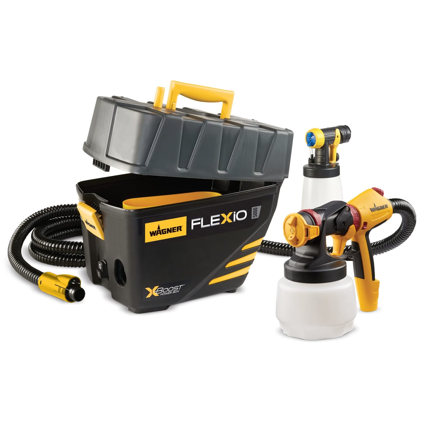 Wagner Spraytech 0529091 FLEXiO 5000 Stationary HVLP Paint Sprayer, Sprays Unthinned Latex & C900038.M Large Spray Shelter with Built-in Floor & Screen, Portable Paint Booth for DIY Spray Painting