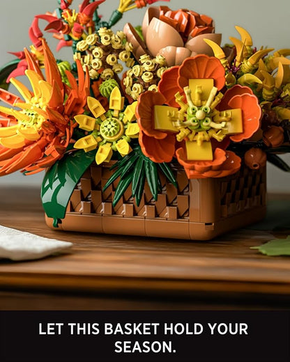 Nifeliz Floral Basket Building Set for Adults Fall-Inspired Flower Arrangement Decor Kit Seasonal Home or Office Display Mindful Gift Idea (1284 PCS NF10325)