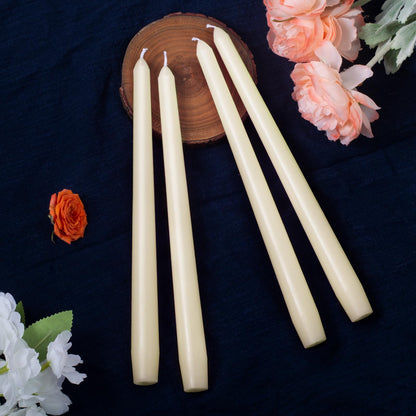 Everymoment Ivory Taper Candles - 36 Pack 10 Inch Candlesticks - Dripless & Smokeless Tapered Candle 8 Hours Unscented Cream Candle Sticks - Perfect for Wedding Holiday Dinner Party Home Decor