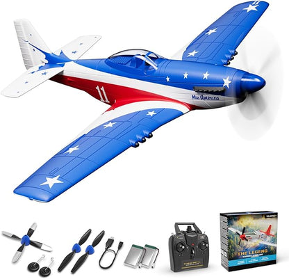 VOLANTEXRC RC Plane 4 Channel Remote Control Airplane P51d Mustang with Gyros Aileron Aerobatics 3 Modes to Fly for Adults &amp Beginners (Multi Color)