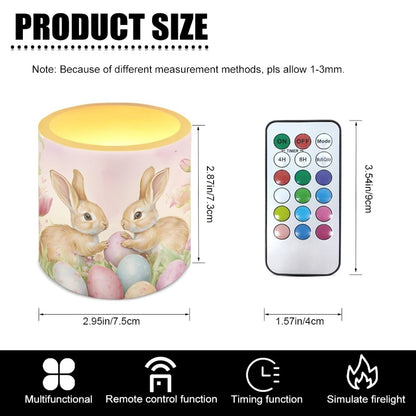 Merkmak Pack of 4 Easter Day Flameless Candles with Remote Battery Operated Candles with Timer Flickering LED Elictric Pillar Tealights for Party Decorations, Easter Egg Bunny Tulip