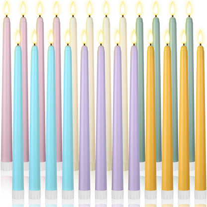 Macarrie 24 Packs Flameless Taper Candles Battery Operated Fake 11 Inch Long Candlelight LED Flameless Candlesticks Flickering Tapered for Spring Summer Wedding(Spring Wedding)
