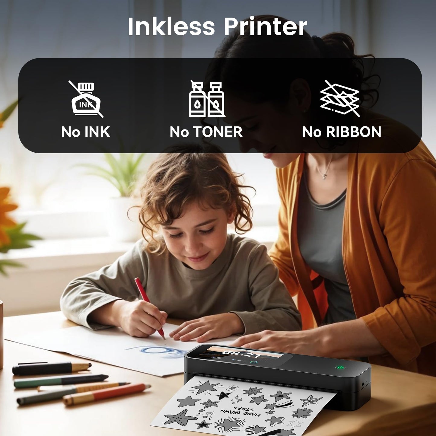 Phomemo M85 Portable Printers Wireless for Travel with Upgraded Touchscreen, Thermal Wireless Inkless Bluetooth Printer, Supports 8.5"x11"US Letter/A4/B5/A5, Compatible with iOS, Android, Windows, Mac