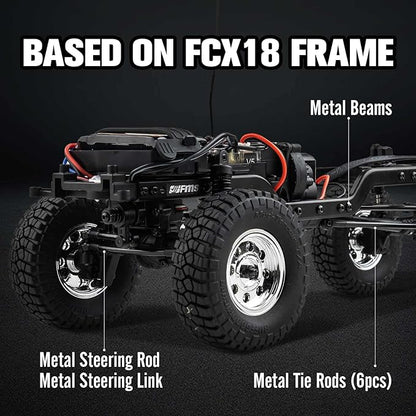 FCX18 FMS 1/18 Chevrolet K10 RC Truck Officially Licensed 4WD RC Crawler 2 Speeds Switch with LED Lights Off-Road RC Model for Adults (Red)