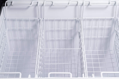 Duura Commercial Mobile Ice Cream Display Chest Freezer Sub Zero Temp Curved Glass Top Frost Free Lid with 5 Wire Baskets, 47.4 Inch Wide 12.8 Cubic Feet, White