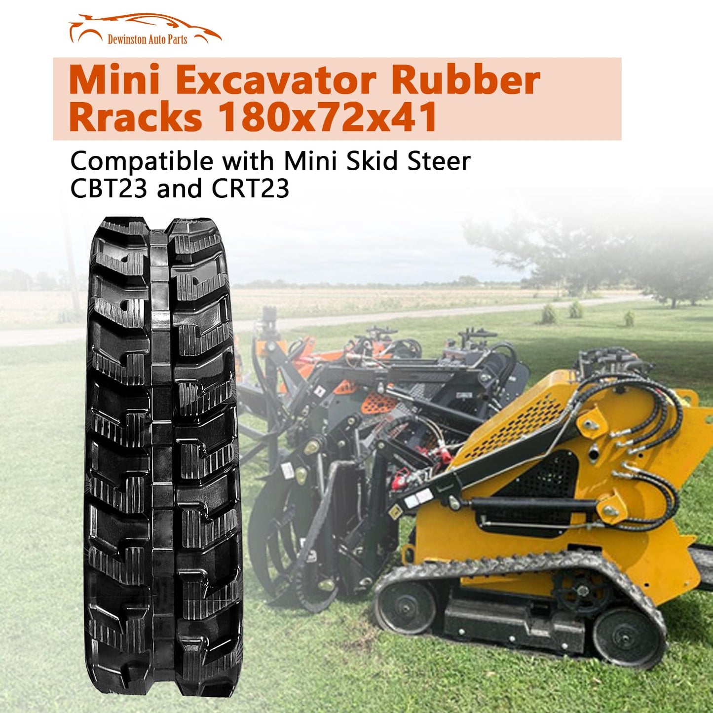 Dewinston Heavy Duty Rubber Track 180x72x41 Compatible with AGT CBT23 and CRT23, Fits for Hitachi, Fits for Vermeer, Fits for Vermeer, for Mini Skid Steer Mini Excavator Replace# AGT-CBT23LD CBT23LD