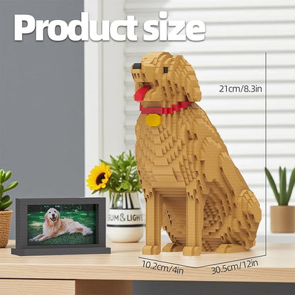 Animal Dog Adorable Pet Golden Retriever Micro Building Blocks Set (3024 Pieces) with Secret Hidden Storage Box Inside! Ideal Toy for Dog Lovers Kids &amp Adults