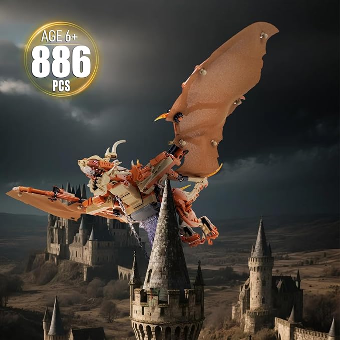 Ideas Magic Wiki Fire Dragon Harry Building SetCompatible with Lego Adults Collectible MOC Potter Dragon Model STEM Toy for Fans Home DecorCreative Gift for Kids Boys &amp Girls 8-16 (886 PCS)