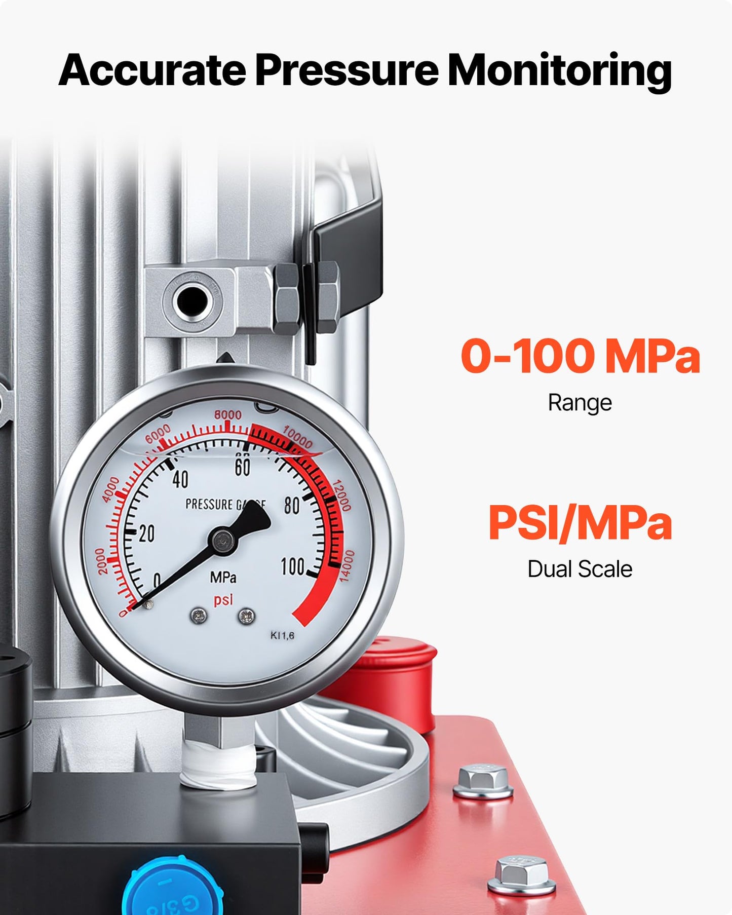 VEVOR Electric Hydraulic Pump, 750W 10,000 PSI, 120V Double Acting Electric Driven Hydraulic Pump Power Pack Unit, with Manual Valve, 2.1 Gallon / 8L, for Punching, Bending, Double Acting Cylinders