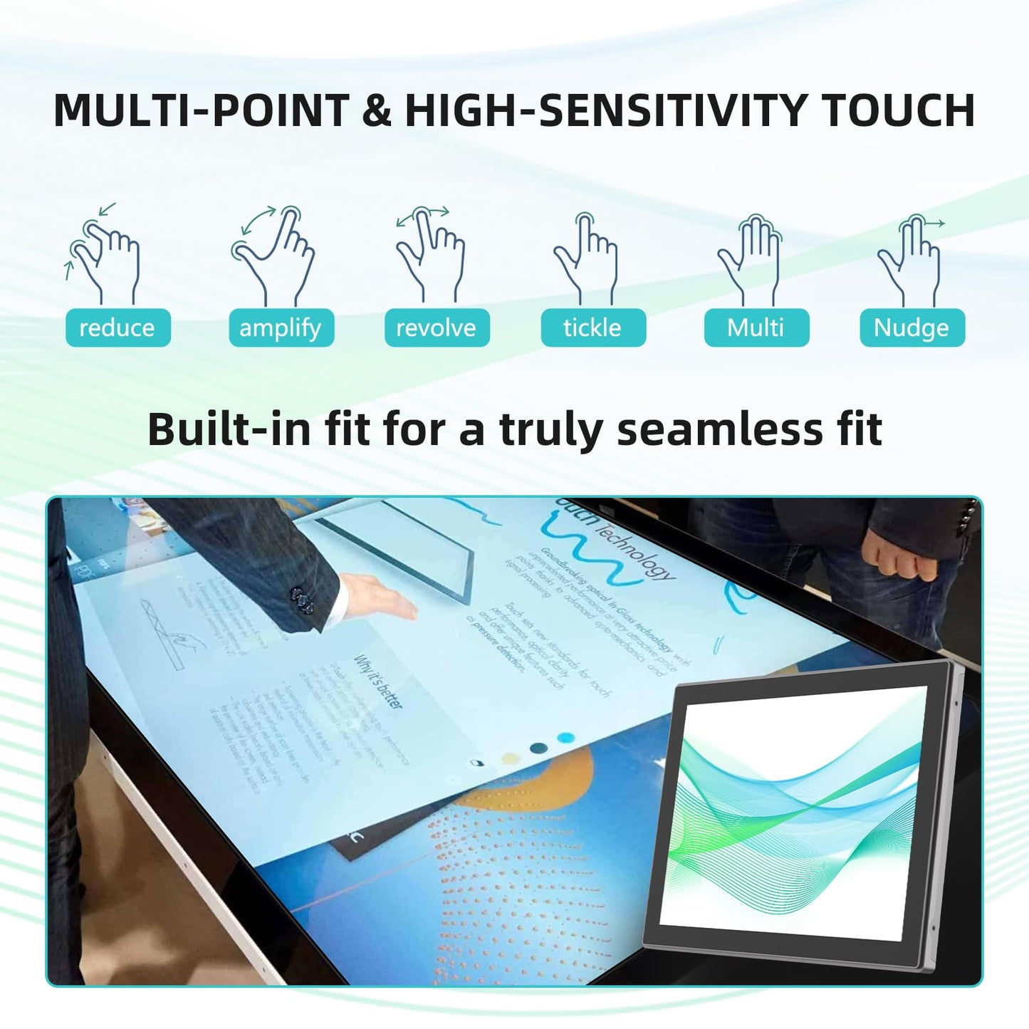 Senisway 18.5 Inch Open Frame Capacitive Touch LCD Monitor Surface is IP65 Waterproof 1366x768 @ 60Hz TFT LCD IK08 Input Industrial Touch Monitor 10 Finger Capacitive Touch