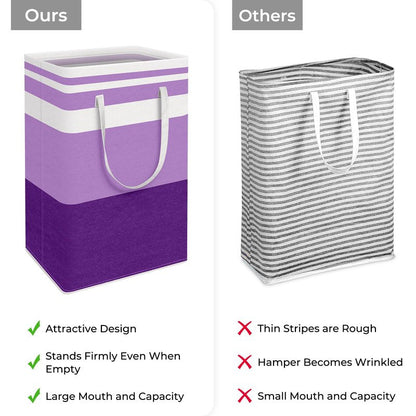HomeHacks 2 Pack Large Laundry Baskets, Waterproof, Freestanding Laundry Hampers, Collapsible Clothes Hamper with Reinforced Handles in Laundry, College Dorm, Bathroom, Bedroom (Purple, 88Lx2)