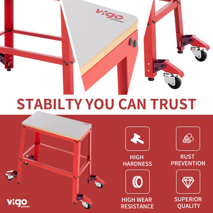 VIGO POWER Universal Tool Stand with Wheels, Drill Press, Miter Saw, Band Saw, Scroll Saw, Planer, Sander & Bench Grinder Stand, 700 lbs Heavy Duty Mobile Base, 26"x14" MDF Top, Rubber Casters