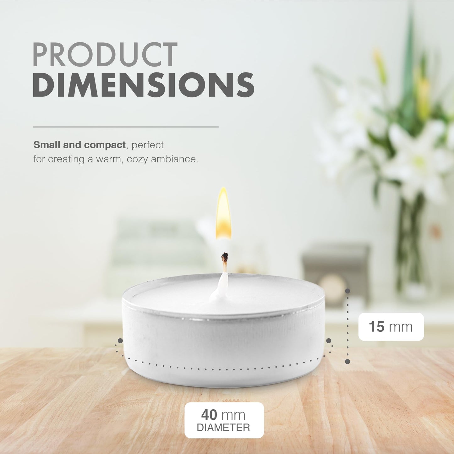 delka Unscented Tea Lights White- Long-Lasting 8 Hour Burn Time-Smoke-Free Bright Flame -Ideal for Weddings, Events, Aromatherapy, Home Décor, and Emergency Use-Premium Quality (White, Pack of 50)