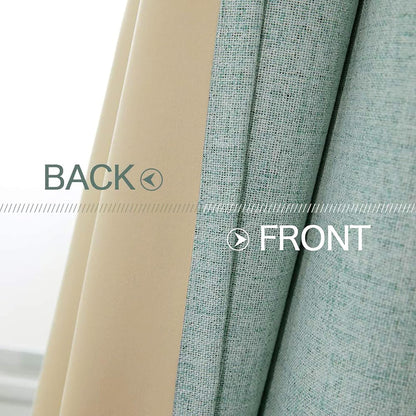 MIULEE Blackout Curtains - 100% Thermal Insulated Linen Texture Drapes | Seafoam Green, 52x96 Inch (2 Panels)