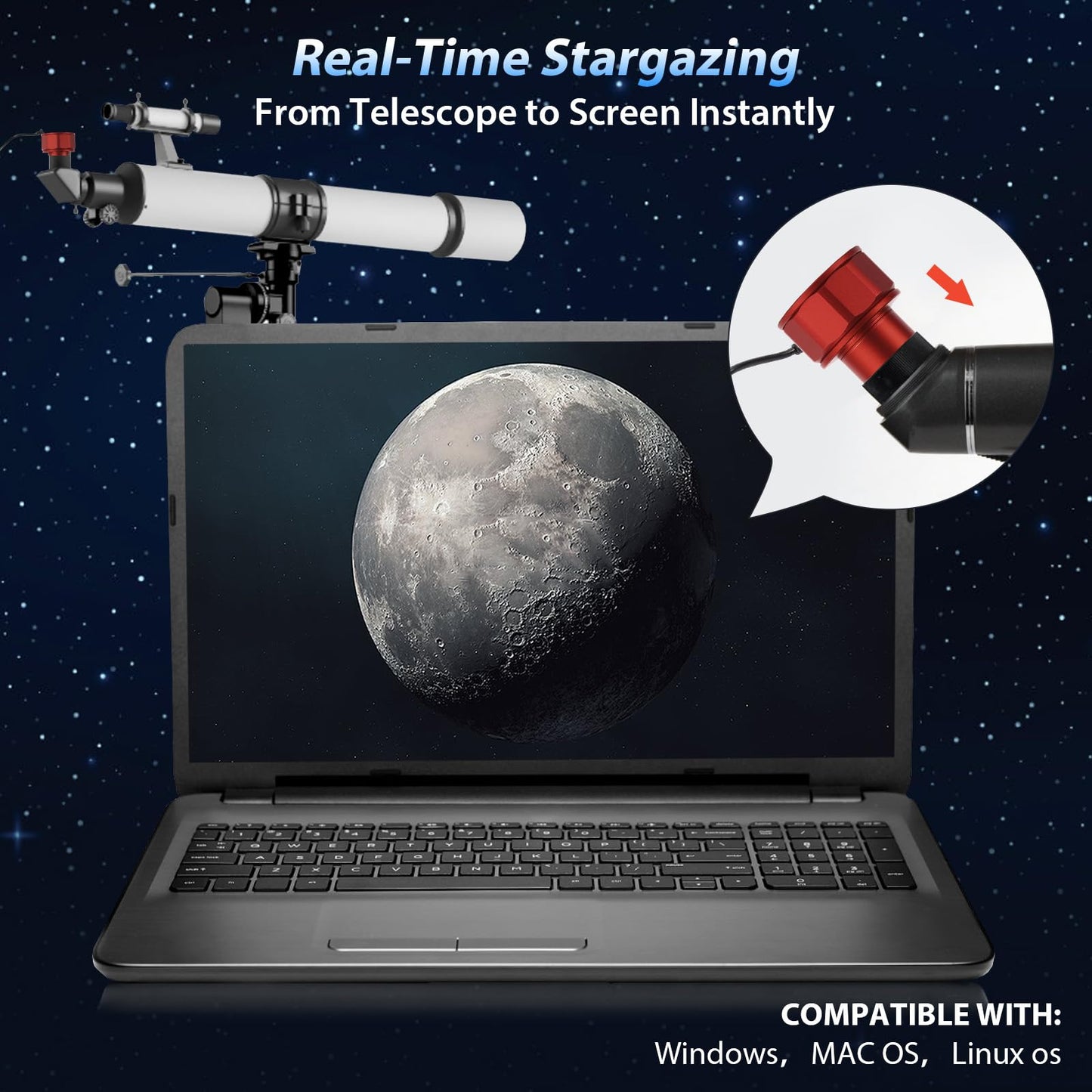 FIBONAX Telescope Camera 4K, 8MP USB Astronomy Camera, 1.25 Inch Electronic Eyepiece with Removable IR Cut Filter, ASCOM Driver Support, UVC Plug and Play for Lunar Planetary Imaging
