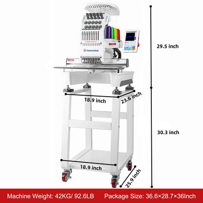 Smartstitch S-1001 Upgraded Embroidery Machine with 10 Needles, 1200SPM Max Speed, 7" Touch Screen, 9.5"x14.2" Embroidery Area, New Gen of Commercial Embroidery Machine for Flat, Hat, T-shirt and more