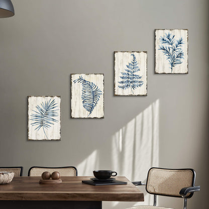 Botanical Plant Canvas Wall Art: 4 piece Blue Leaf Picture Minimalist Eucalyptus Prints Nature Leaves Painting Artwork for Bedroom Home Office