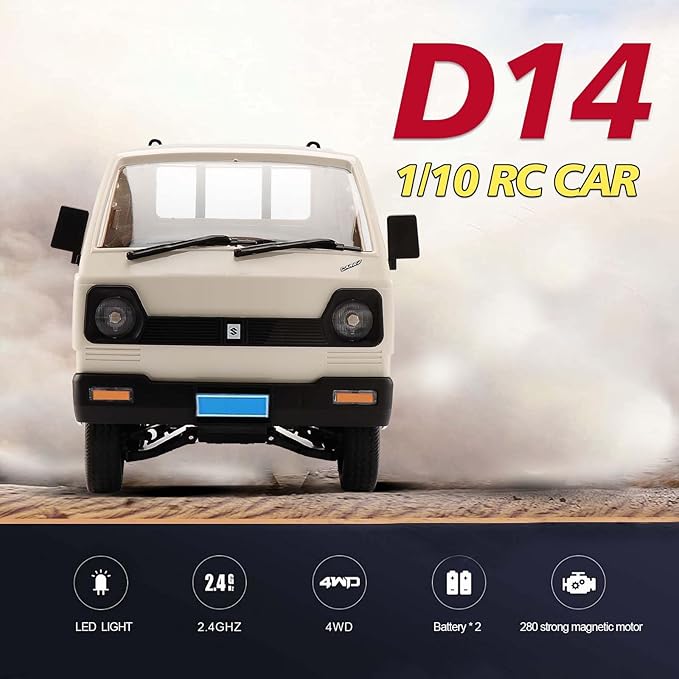 jaming Remote Control Drift CarWPL D14 4WD RC Car RTR Full Scale 1:10 Drift Pickup 2.4G RC Truck Crawler Off Road Drift with LED Light Vehicle Toy for Boys Girls Birthday Gifts