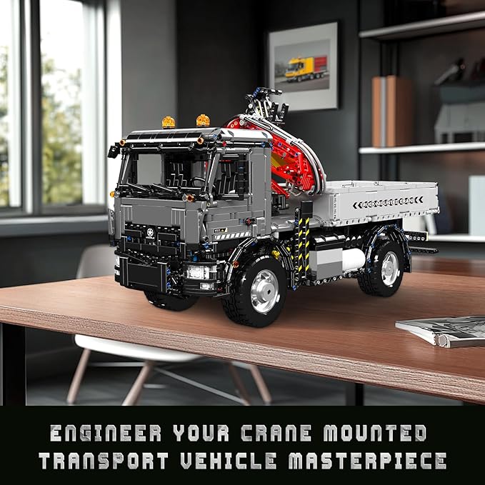 Mould King 19016 Tow Truck Building Set APP/Remote Control Truck Mounted Crane Model Kit Drive Transport Vehicle Construction Toy Display Kit Collectible Gift for Adult Teens(3767 Psc)