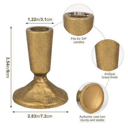 Mofunci Iron Taper Candle Holder Set of 2, Heavy Candle Stick Holders Gold Candle Holders for Table Centerpiece, Weddings, Mantel and Party Decor