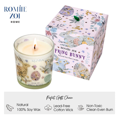 ROMIIE ZOI Easter Scented Candle - 6oz Soy Wax Candle, Fancy Bunny, Infused with Garden Bunny Aroma