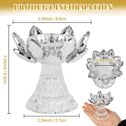Awexilup 1 PC Silver Crystal Flower Tea Light Holder, Glass Lotus Tealight Candlestick, Votive Candle for Table Centerpiece, Wedding Party Decor, Nice Gift