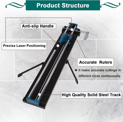 48-Inch Manual Tile Cutter, Laser Guided Precision, Tungsten Carbide Cutting Wheel, Ideal for Porcelain and Ceramic Tiles, Durable All-Steel Construction, Tile Cutting Machine