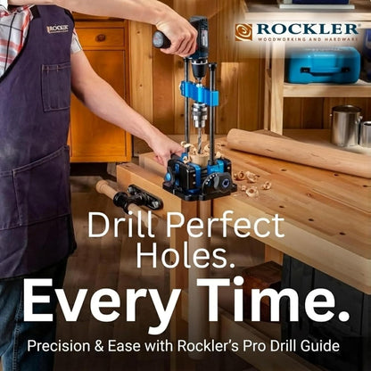 Rockler Drill Guide | Portable Drill Press Adapter for Hand Drill - 0 to 60 Angle w/Protractor & Chuck Key for straight holes - Rockler Woodworking