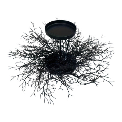 Mini Halloween Wreaths with Plastic Candle Holder, 5.5" Artificial Black Maple Leaves Candle Wreath Floral Twig Candleholder Wreath for Table Centerpieces Decorations