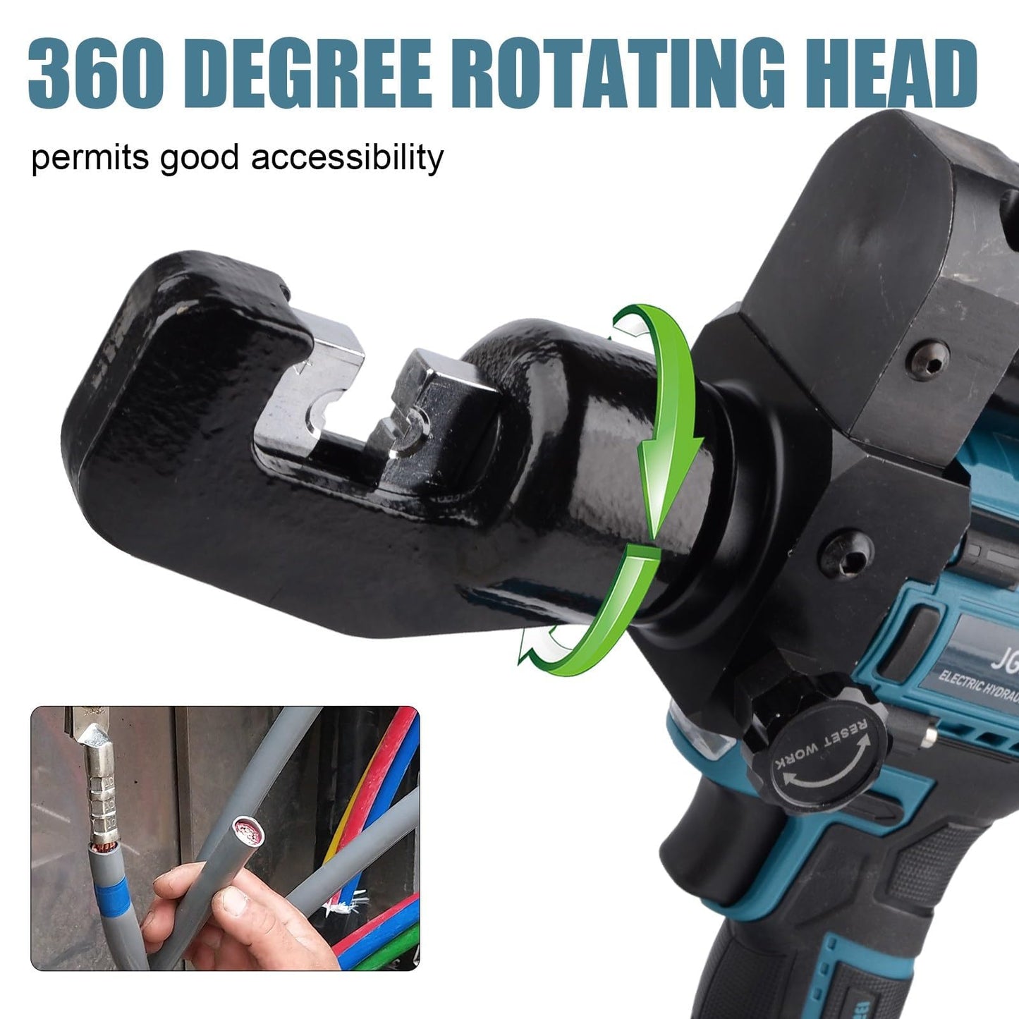 JIGONGSUN Electric Hydraulic Crimping Tool, 8-Ton Hydraulic Battery Cable Crimper Kit with 9 Dies for 12AWG-2/0AWG, for Crimping Lugs