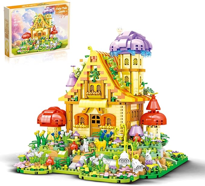 Mushroom House Building Set Cute Creative Ideals Treehouse Architecture Mini Micro Building Blocks Kit Educational Home Décor Gifts for Adults - Cartoon Fairy Tale Castle Blocks Bricks 2830PCS|