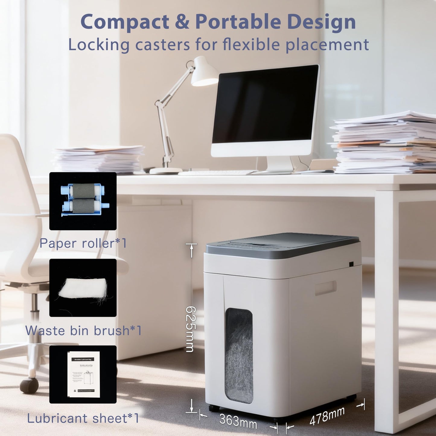 Trishintage Heavy Duty Paper Shredder: 400-Sheet Auto Feed P5 Micro-Cut Document Credit Card Shredding with Jam-Proof Design for Home Office Business School