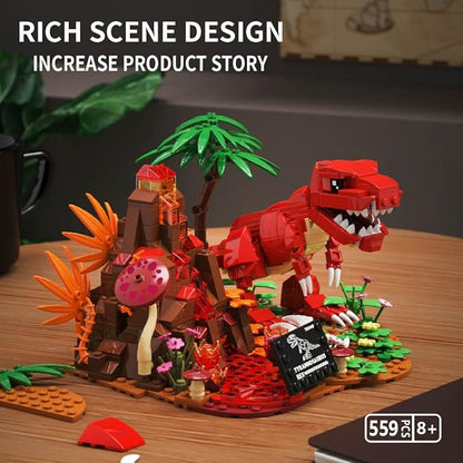 Dinosaur World T-Rex Building Set- Compatible with Lego Sets for Boys 8-14 Jurassic Volcano Era Building Birthday Gift Set for Boys &amp Girl (559 Pcs)