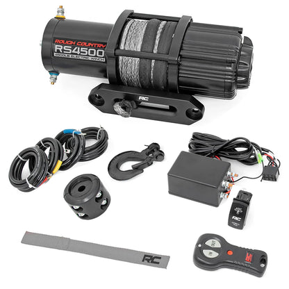 Rough Country 4,500 LB UTV/ATV Winch - ProSeries 1.4HP Electric Winch with 50 Ft Synthetic Rope, Remote, Waterproof 12V Off-Road Recovery System
