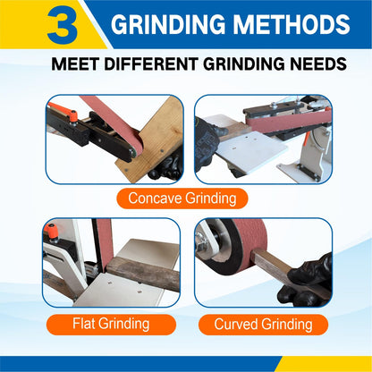 Belt Grinder Sander, 2x72 Inch Belt, 1500W Electric Motor with 2.2KW VFD, 2 sets of grinding kits with 3 grinding methods,Vertical and Horizontal operation includes 3 sanding belts.